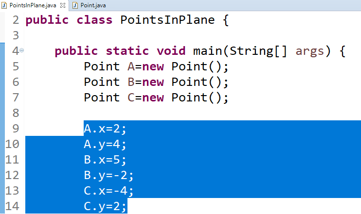 Classes and Objects: Points in the main class 4