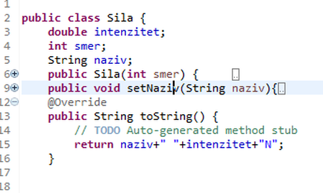 Poziv nasleđene toString() metode, u klasi Sila, upotrebom reči